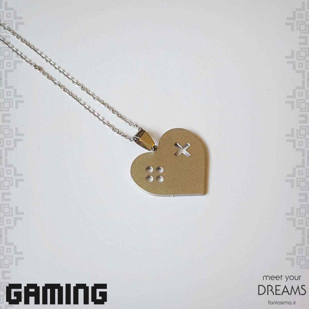 گردنبند استیل گیمینگ قلب - مات 